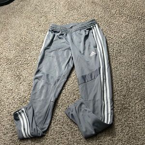 Gray and white striped sweatpants